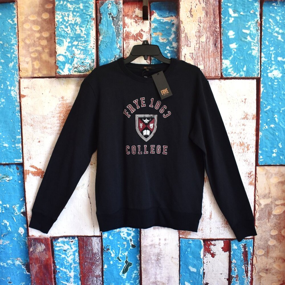 Men's Frye Jet Frye 1863 College Sweatshirt Pullover Long Sleeve SMALL Black NEW
